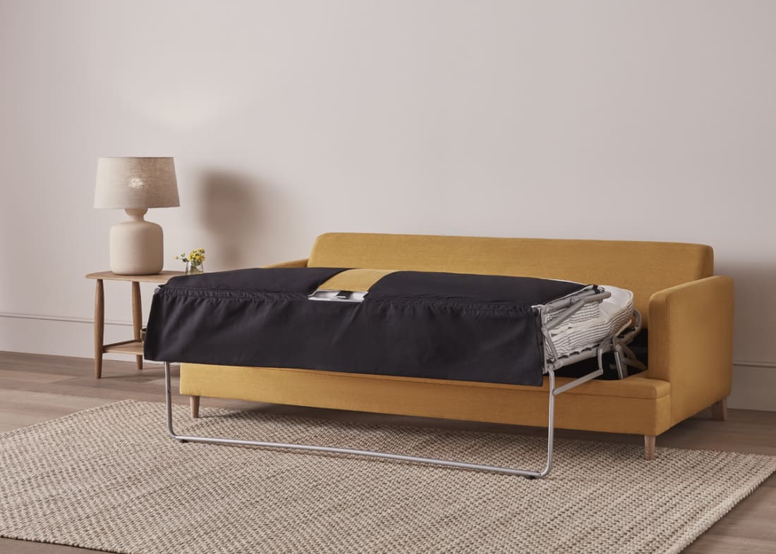 Squisharoo Sofa Bed in Honey Pot Yellow Linen
