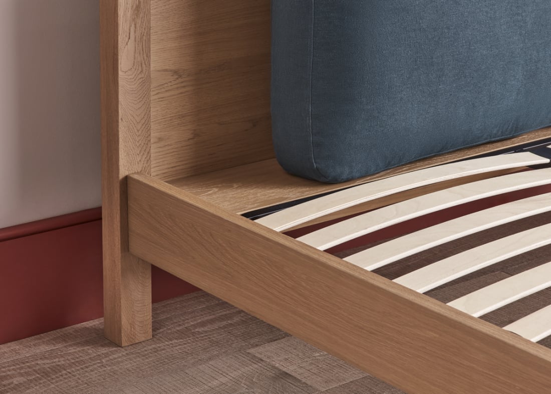 Slumberbatch Bed in Light Oak in Hosepipe Clever Linen