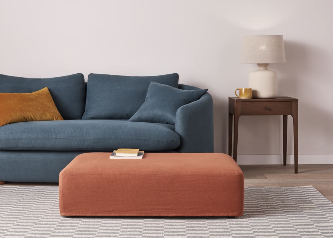 Bruges Footstool in Marmalade Clever Linen