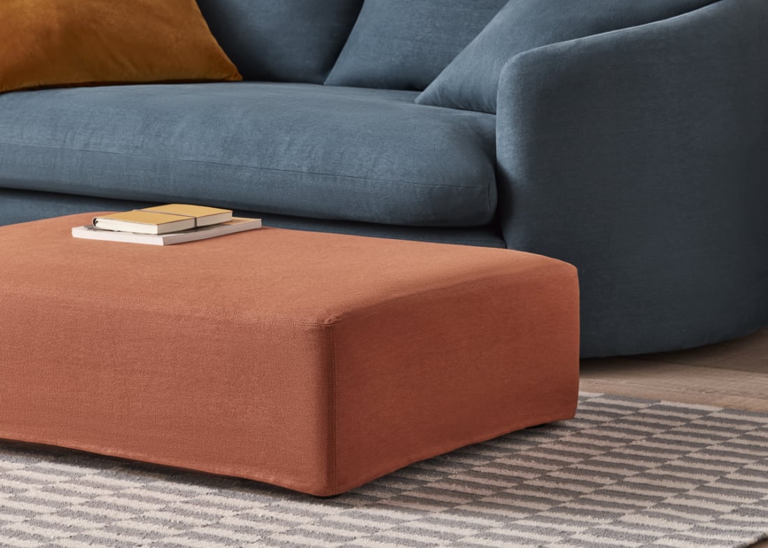 Bruges Footstool in Marmalade Clever Linen