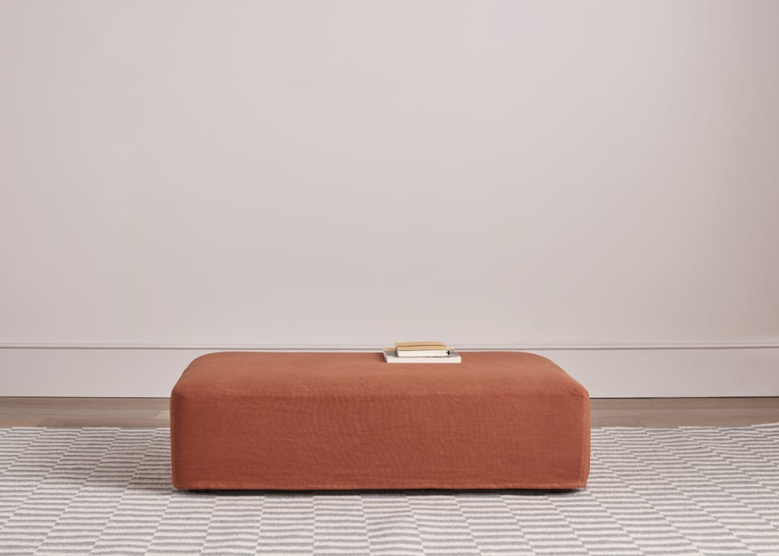 Bruges Footstool in Marmalade Clever Linen