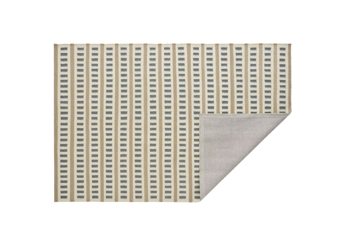 Laddery Wool Rug 300 x 400 cm in Deckchair Blue and Truffle Taupe