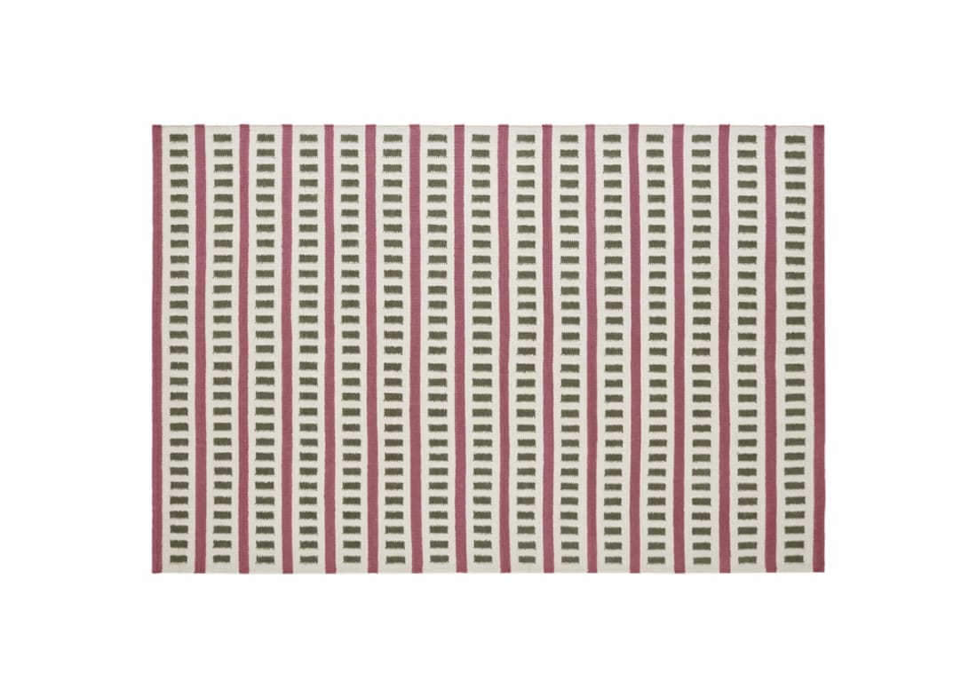 Laddery Wool Rug 300 x 400 cm in Stinging Nettle Green and Pottery Pink