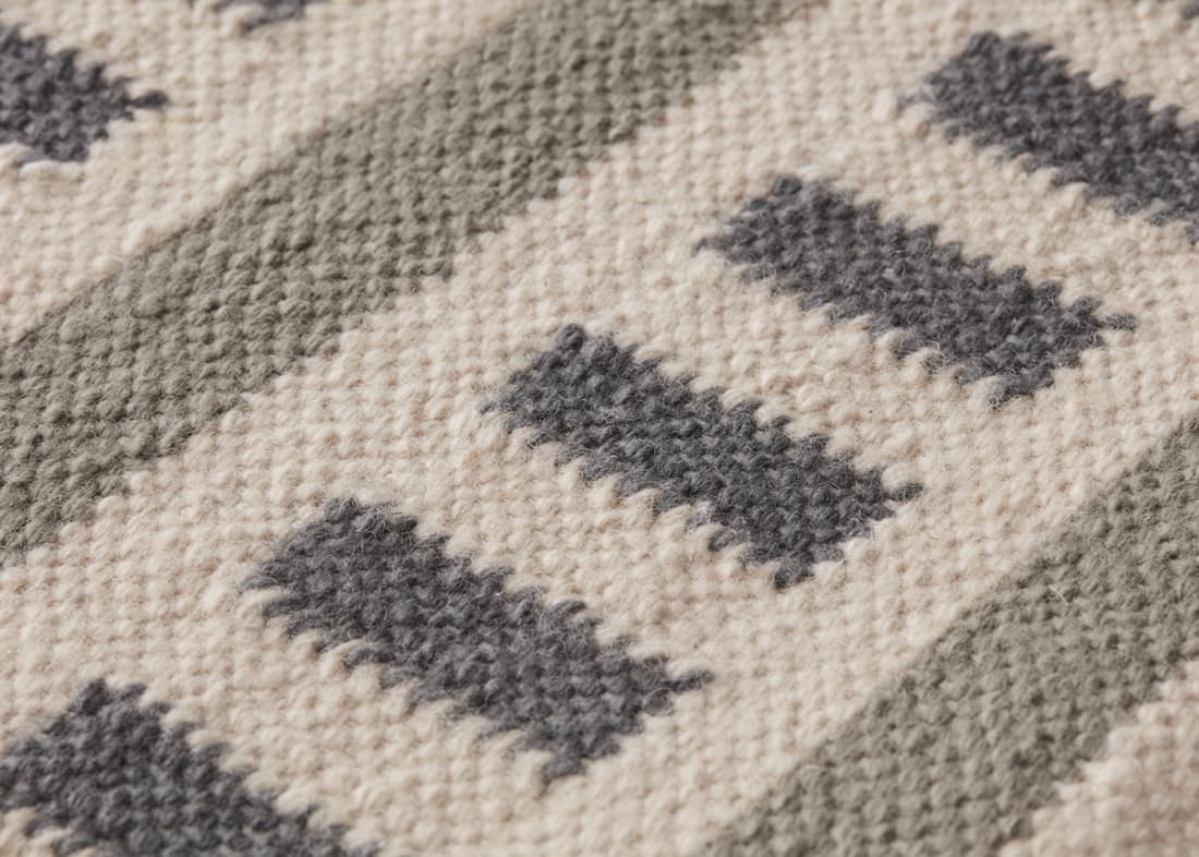Laddery Wool Rug 300 x 400 cm in Deckchair Blue and Truffle Taupe