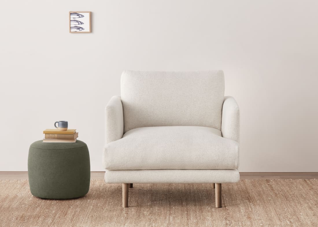 Jeffers Armchair in Whipped Cream White Boucle