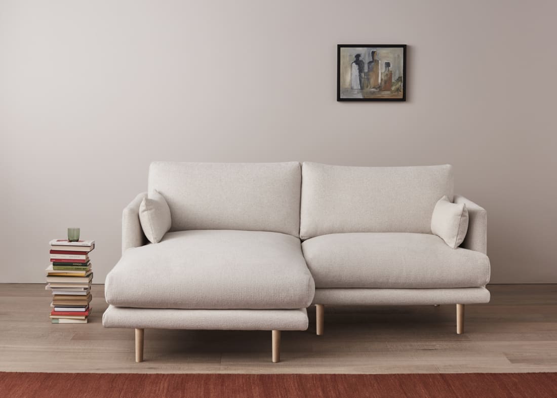 Jeffers Chaise Sofa in Whipped Cream White Boucle