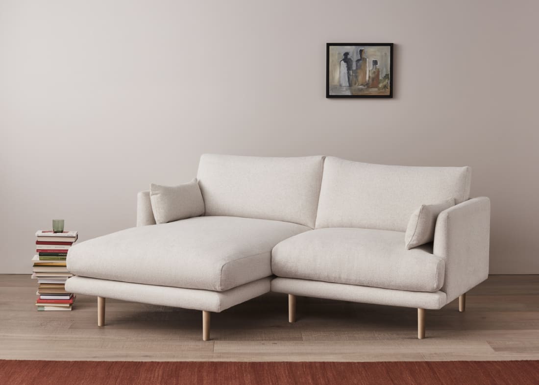 Jeffers Chaise Sofa in Whipped Cream White Boucle
