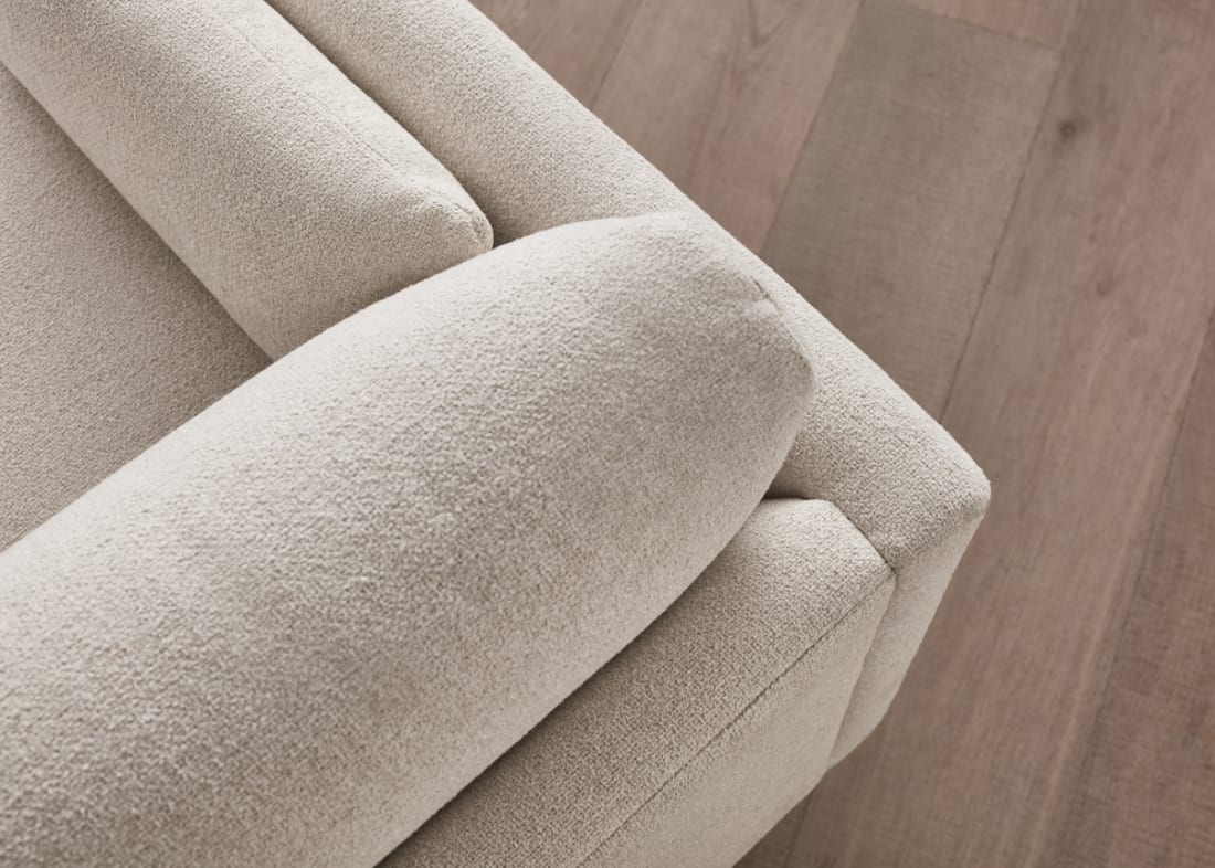 Jeffers Chaise Sofa in Whipped Cream White Boucle
