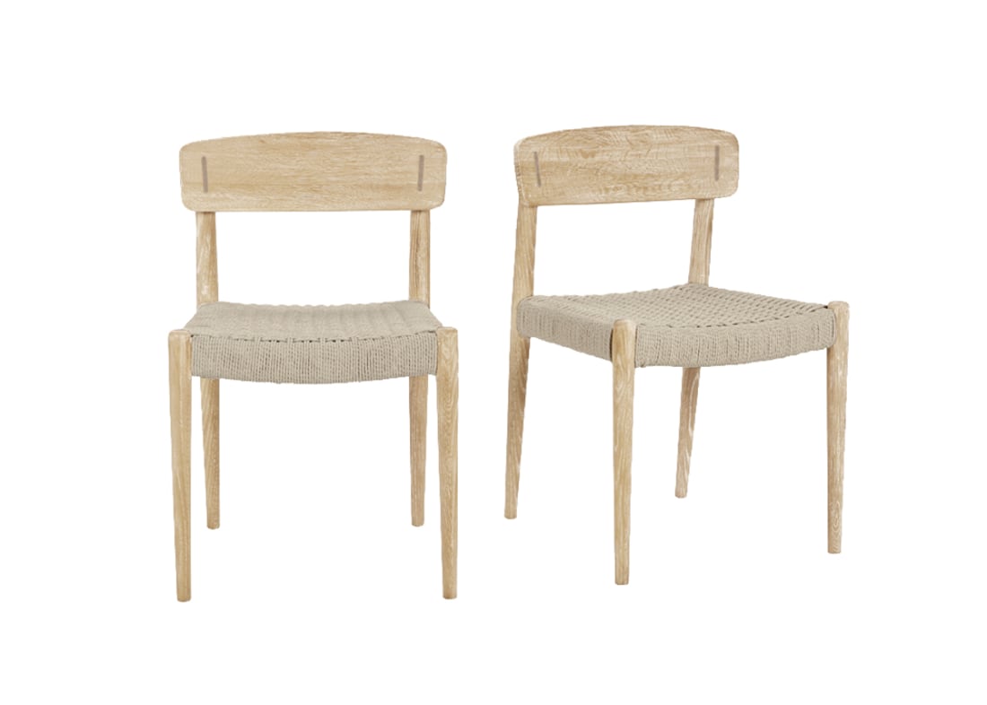 Butter Pair of Chairs - Standard - Whitewashed Oak