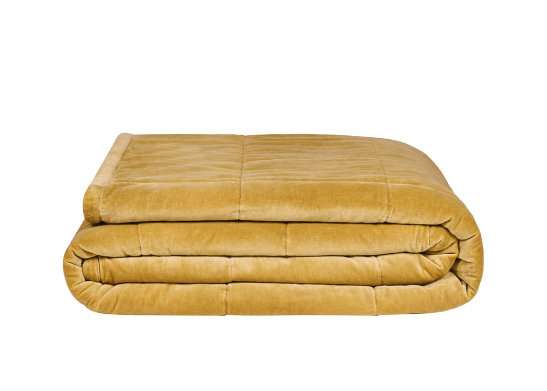 Dozer Velvet Quilt  - 230cm x 250cm - Butterscotch