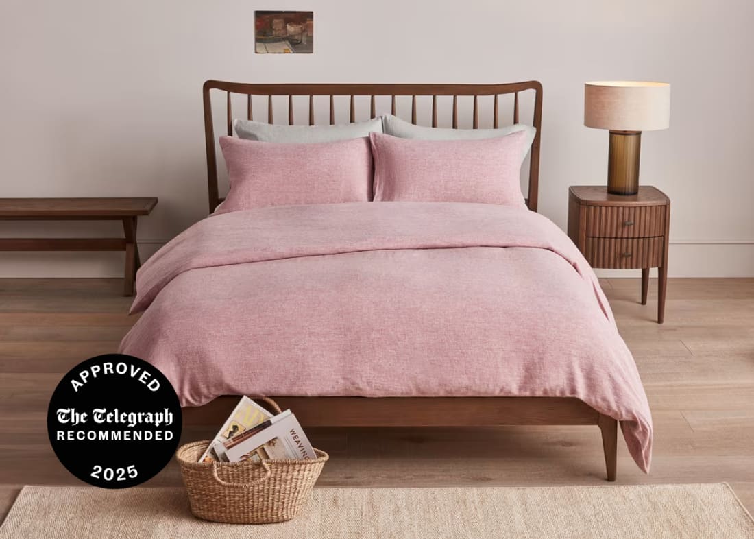 Lazy Linen Duvet Cover - Superking - Raspberry Fool Marle