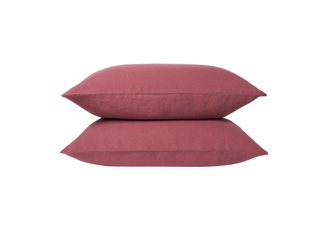 Lazy Linen Set of 2 Pillowcases - Standard - Raspberry Fool