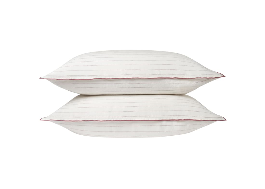 Widey Stripe Lazy Linen Set of 2 Pillowcases - Standard - Raspberry Fool