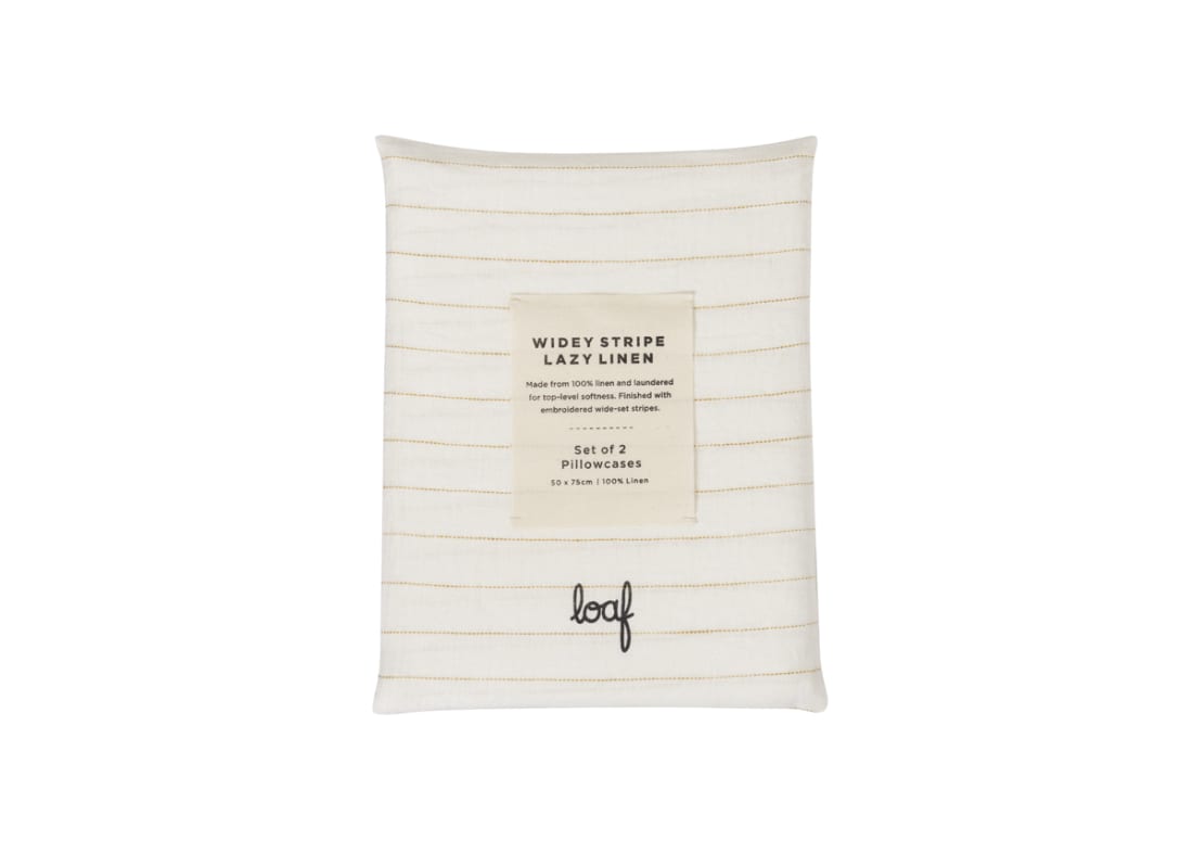 Widey Stripe Lazy Linen Set of 2 Pillowcases - Standard - Butterscotch
