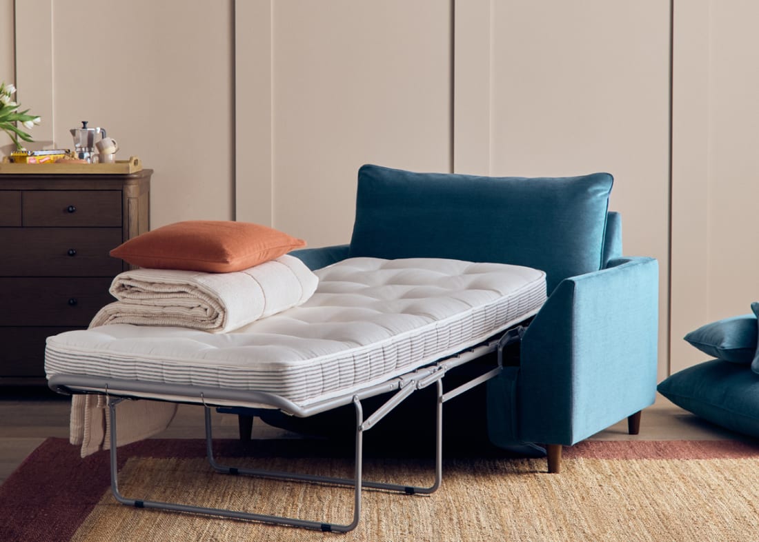 Slow Riser Love Seat in Shipping Forecast Blue Chenille
