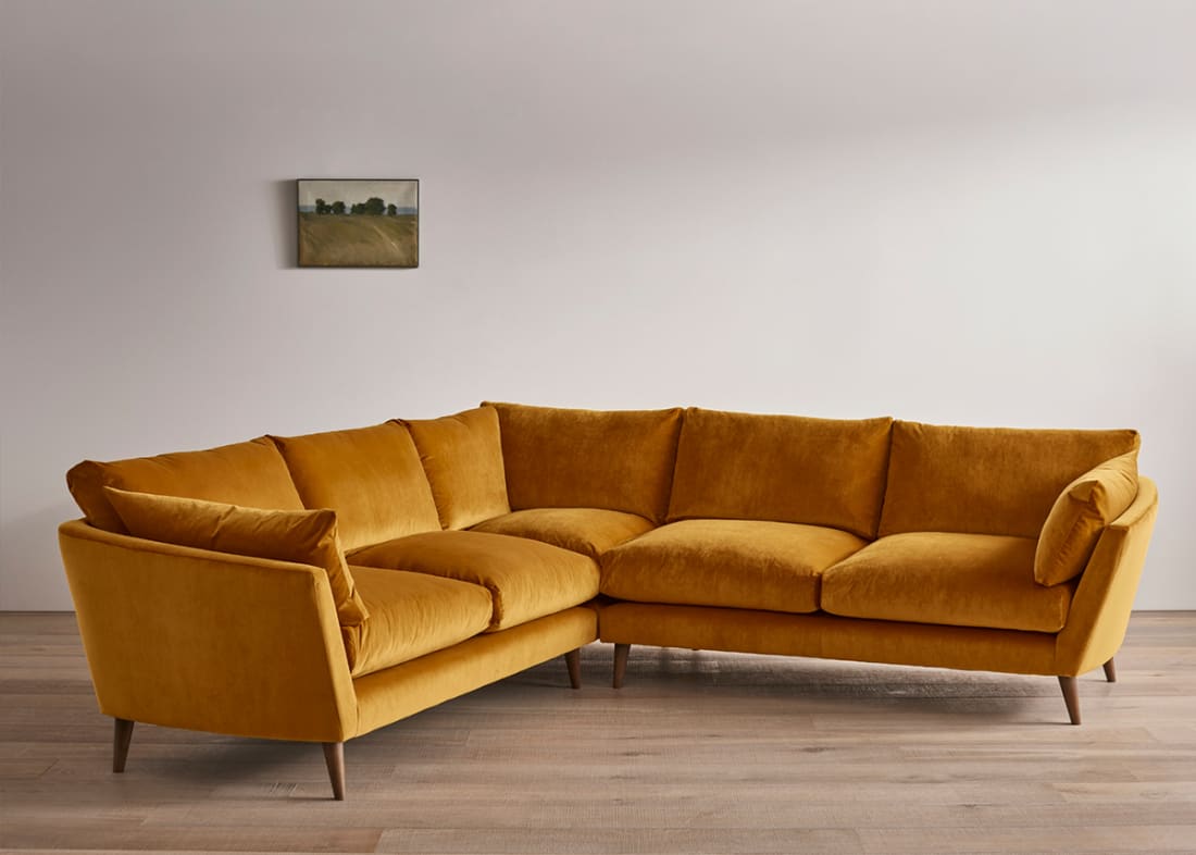 Groover Corner Sofa in Butterscotch Yellow Clever Velvet