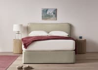 Pillow Talker Headboard in Tea Dunk Beige Slubby Twill