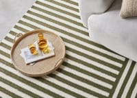 Double Stripey Wool Rug - 140cm x 200cm - Olive