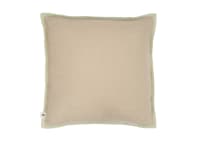 Bordy Edge Natural Linen Cushion 43x43 in Natural with Light Green