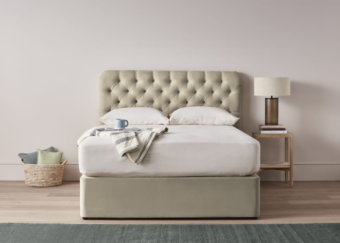Snoozemuffin Headboard in Tea Dunk Beige Slubby Cotton