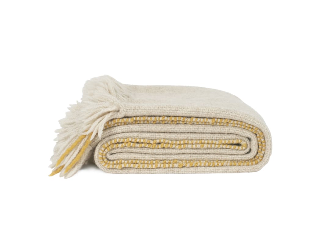 Slubby Knit Blanket in Ochre