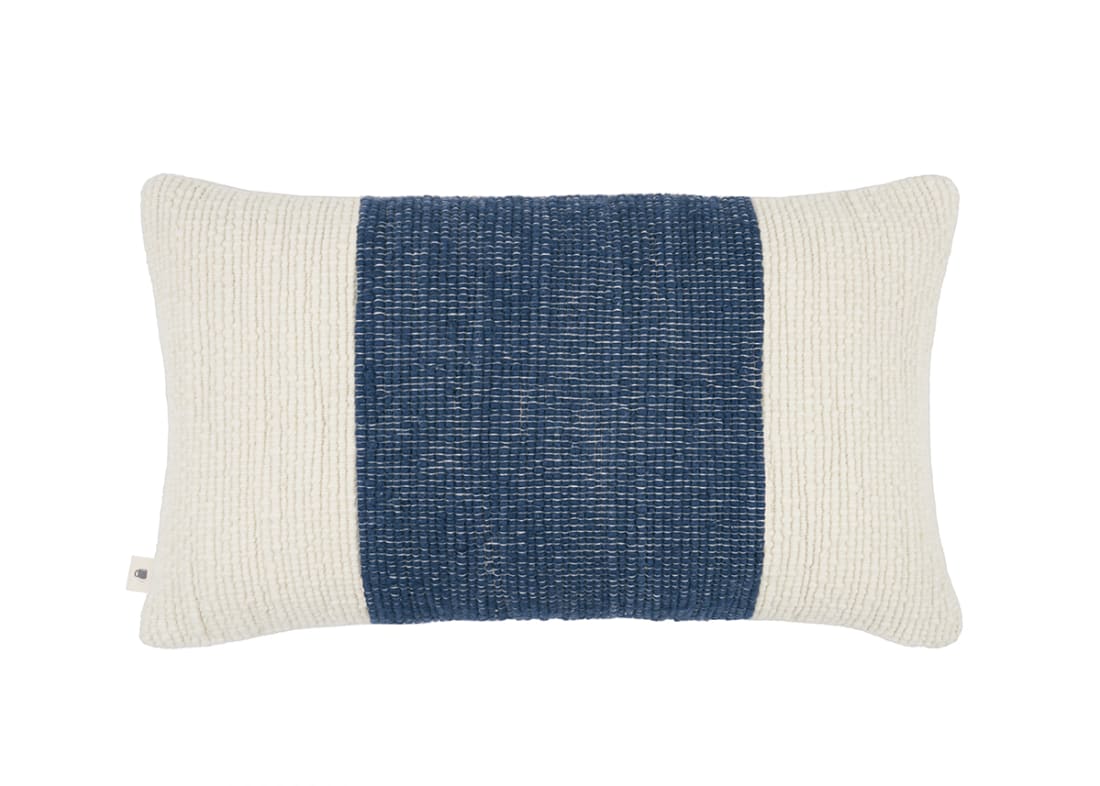 Knitty Stripe Wool Cushion 40 x 66 cm in Dark Blue