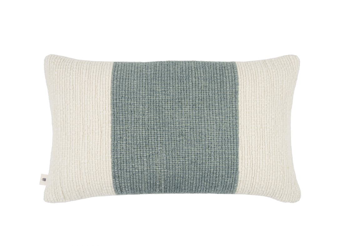 Knitty Stripe Wool Cushion 40 x 66 cm in Pale Blue