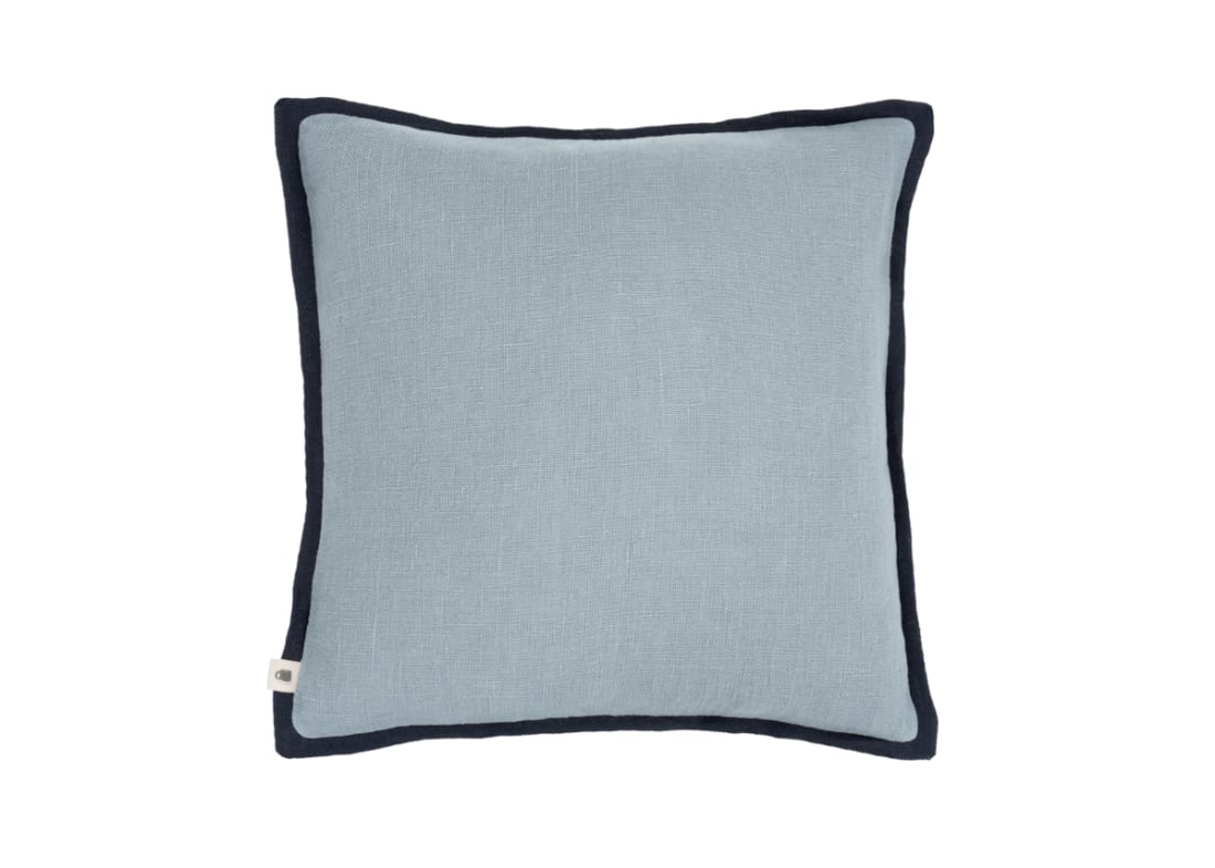 Bordy Edge Linen Cushion 43 x 43 cm in Light Blue