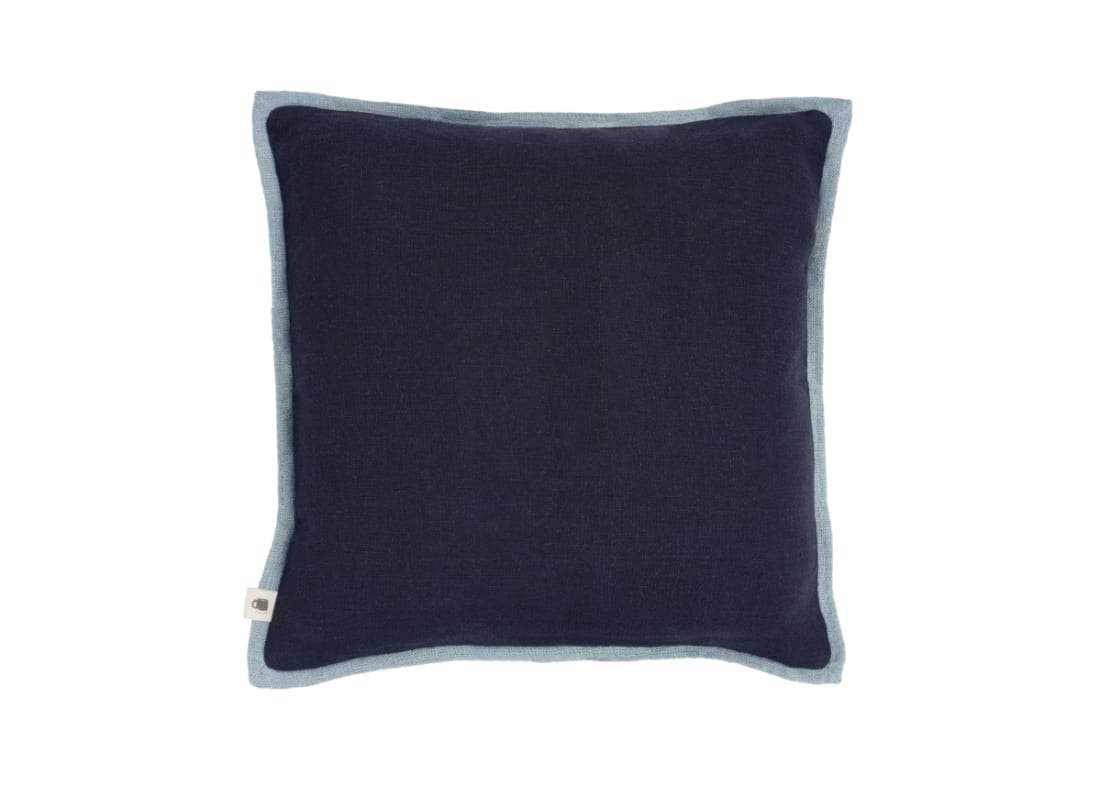 Bordy Edge Linen Cushion 43 x 43 cm in Dark Blue