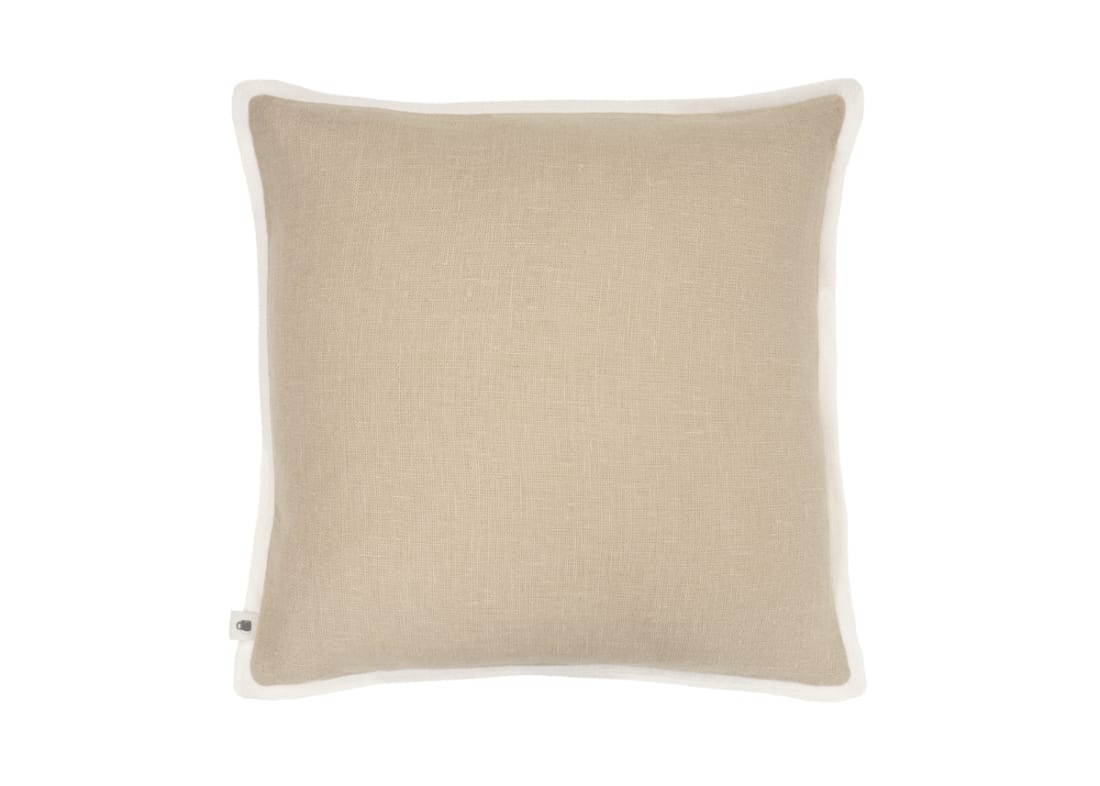 Bordy Edge Linen Cushion 43 x 43 cm in Natural And Chalk