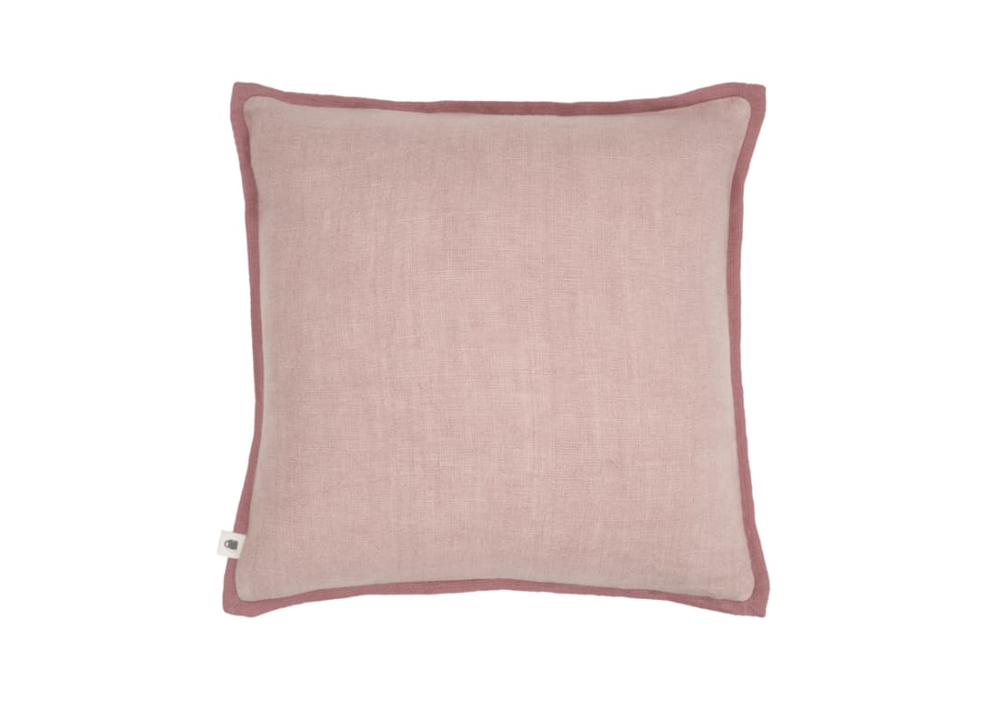 Bordy Edge Linen Cushion 43 x 43 cm in Light Pink