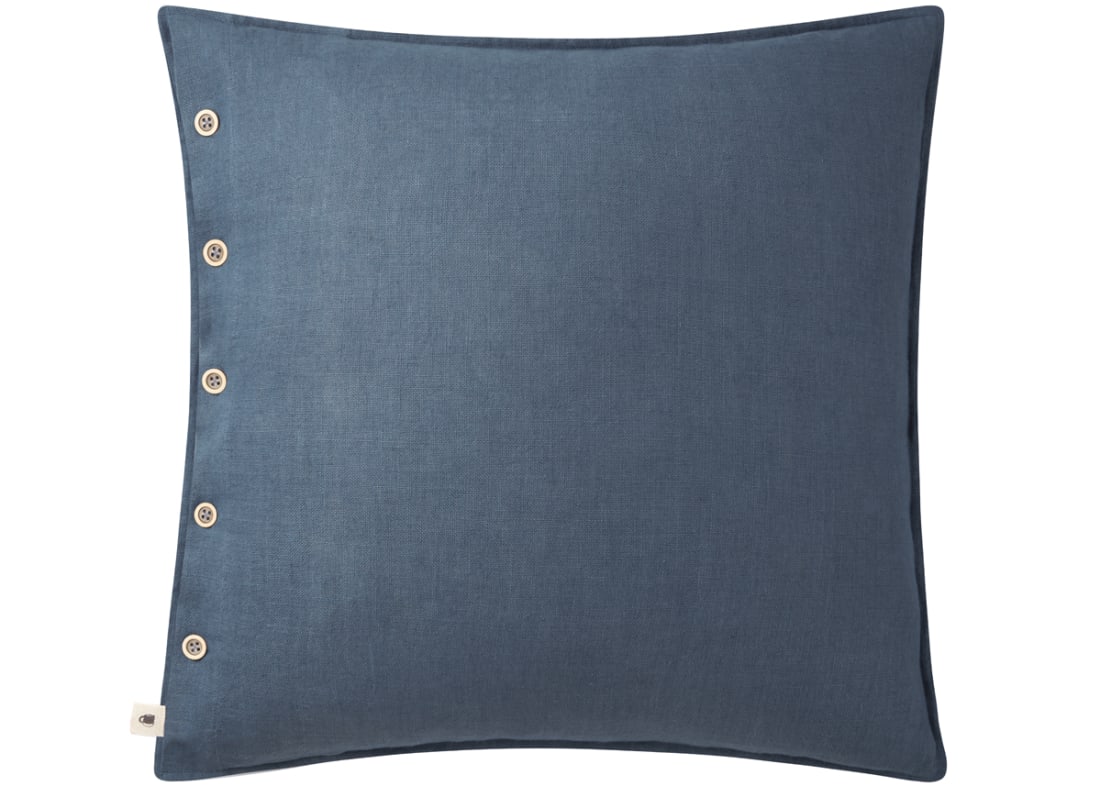 Easy Buttons Linen Cushion  60 x 60 cm in Blue