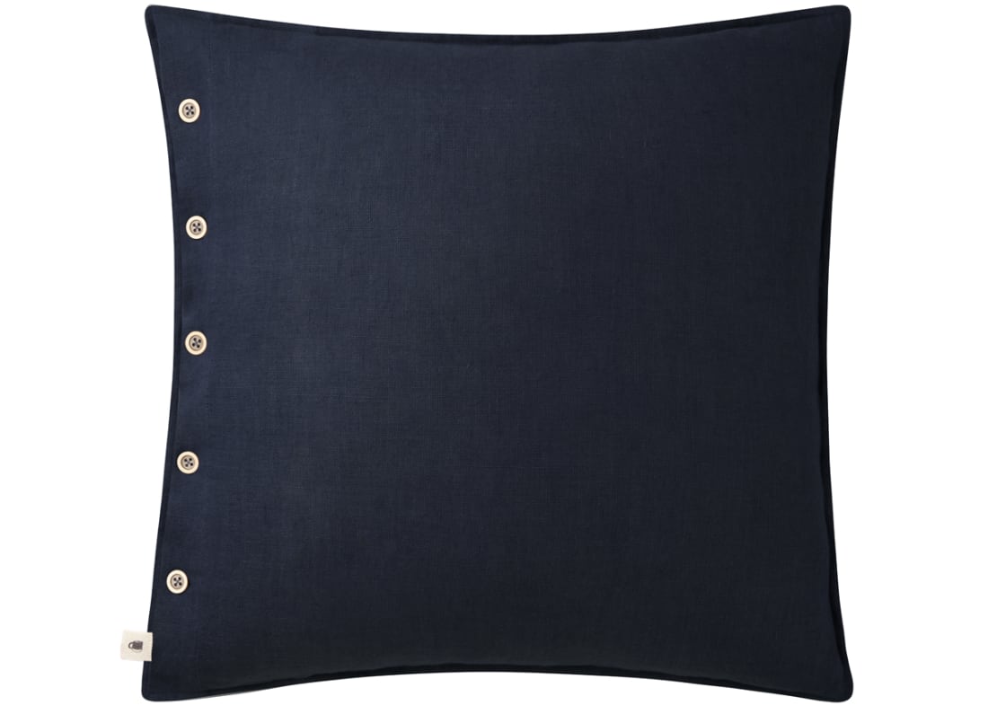Easy Buttons Linen Cushion  60 x 60 cm in Dark Blue
