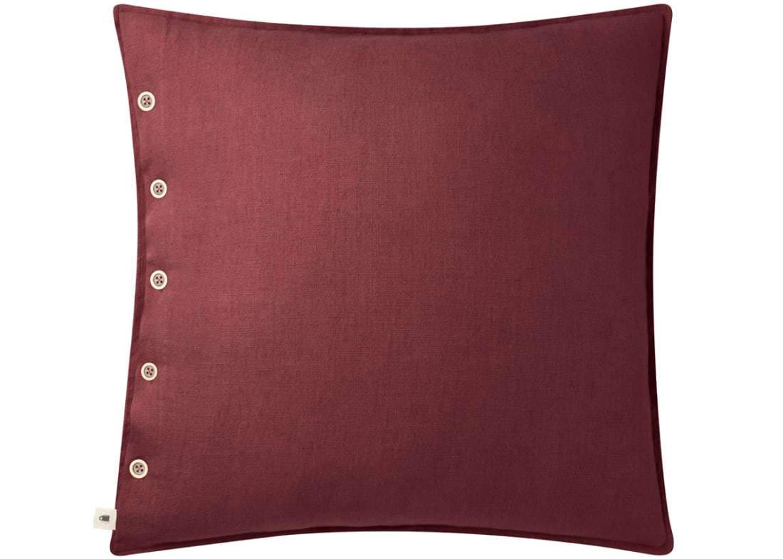 Easy Buttons Linen Cushion  60 x 60 cm in Dark Pink