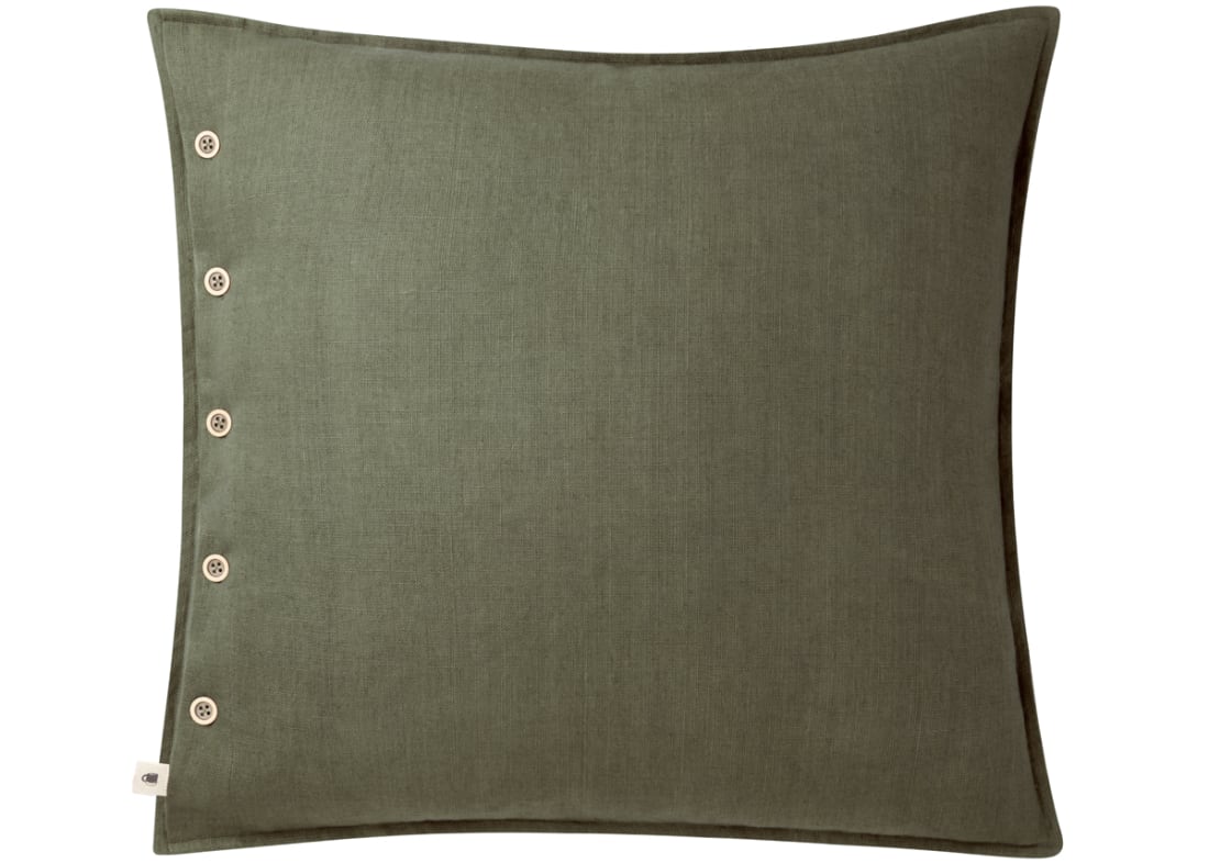 Easy Buttons Linen Cushion  60 x 60 cm in Green
