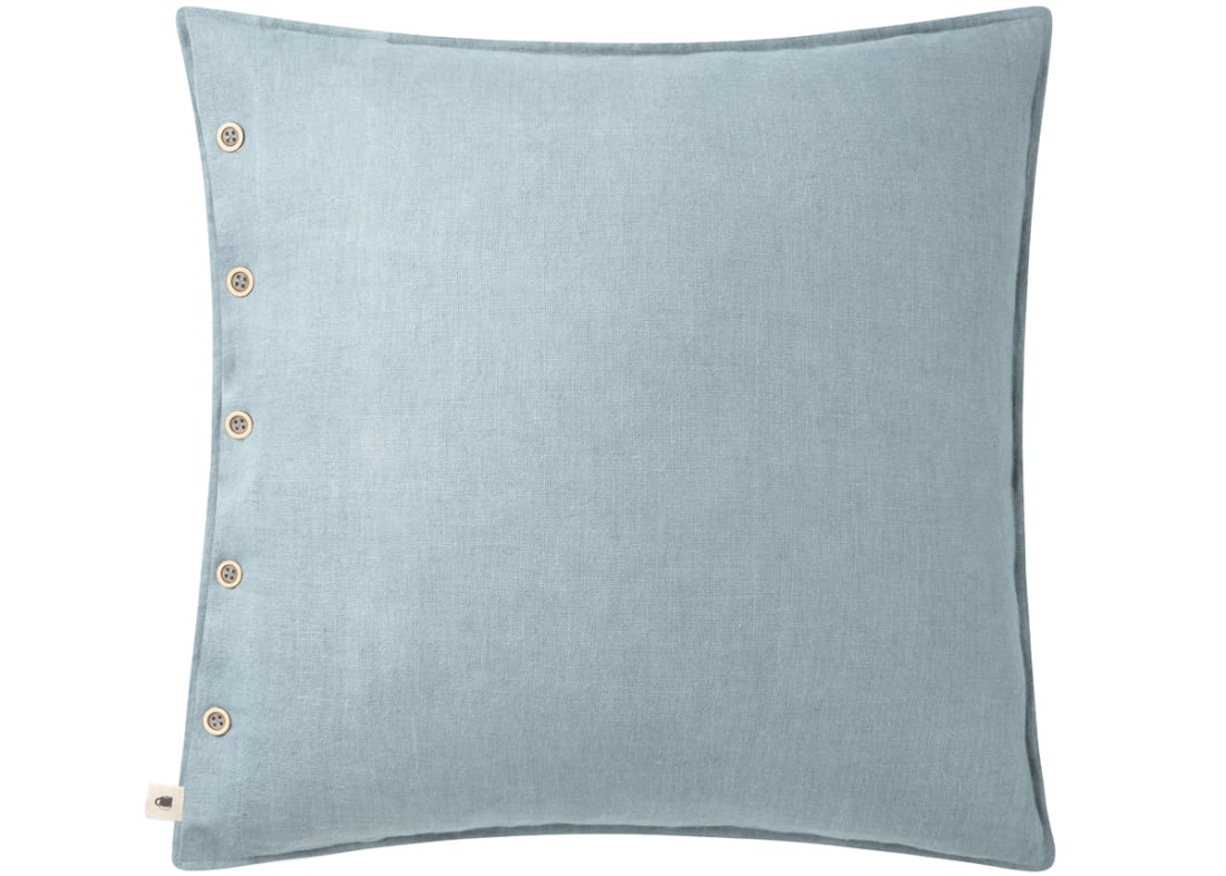 Easy Buttons Linen Cushion  60 x 60 cm in Pale Blue