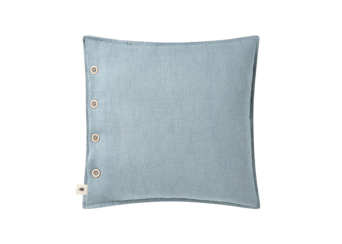 Easy Buttons Linen Cushion - 43 x 43 cm - Pale Blue