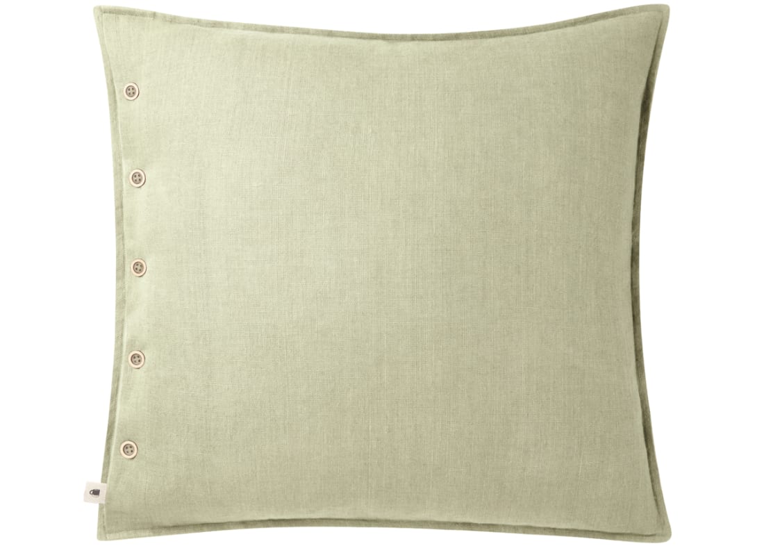 Easy Buttons Linen Cushion  60 x 60 cm in Light Green