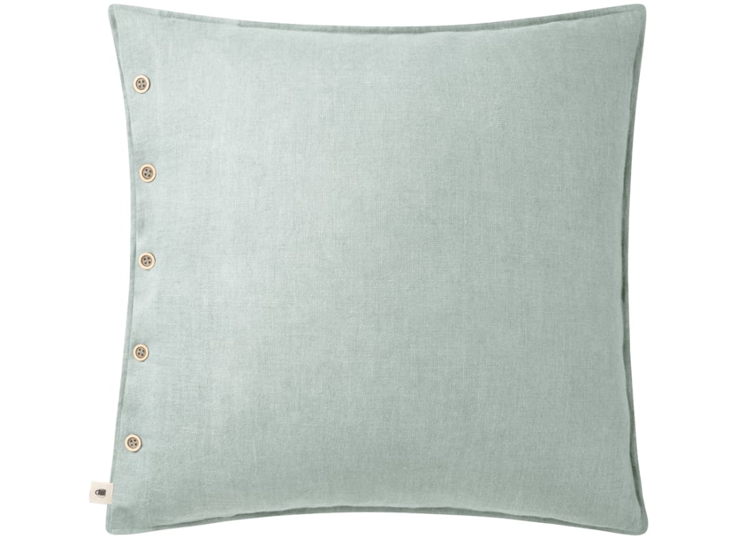 Easy Buttons Linen Cushion  60 x 60 cm in Light Teal