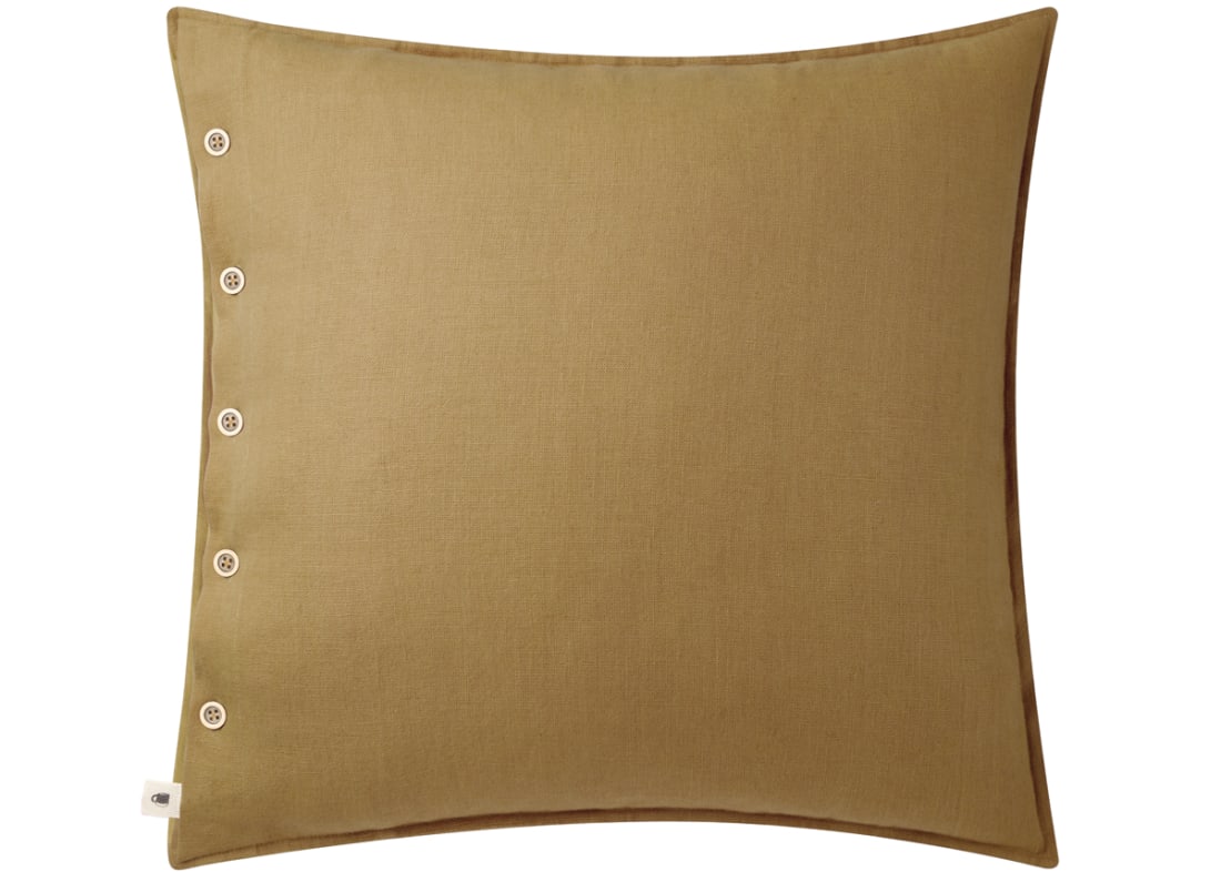 Easy Buttons Linen Cushion  60 x 60 cm in Olive