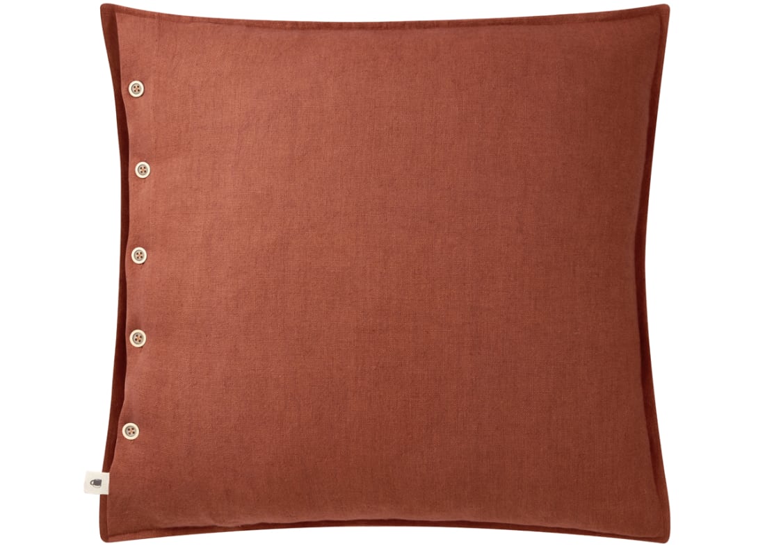 Easy Buttons Linen Cushion  60 x 60 cm in Terracotta