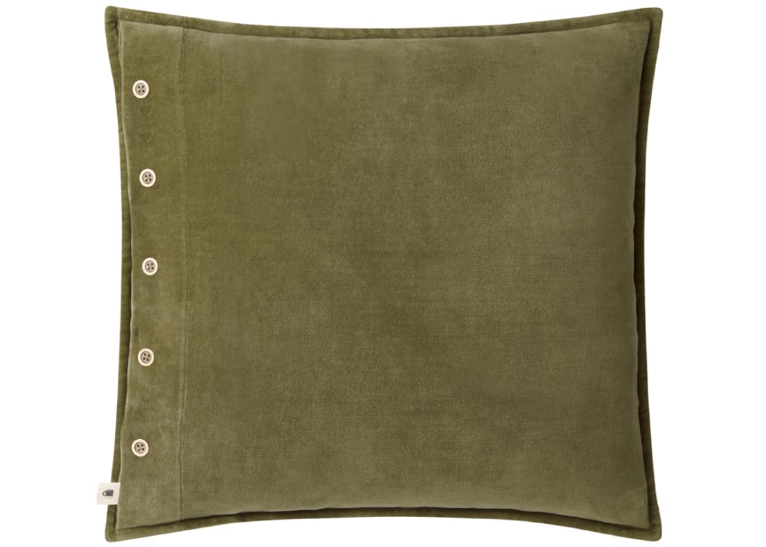 Easy Buttons Velvet Cushion 60 x 60 cm in Olive