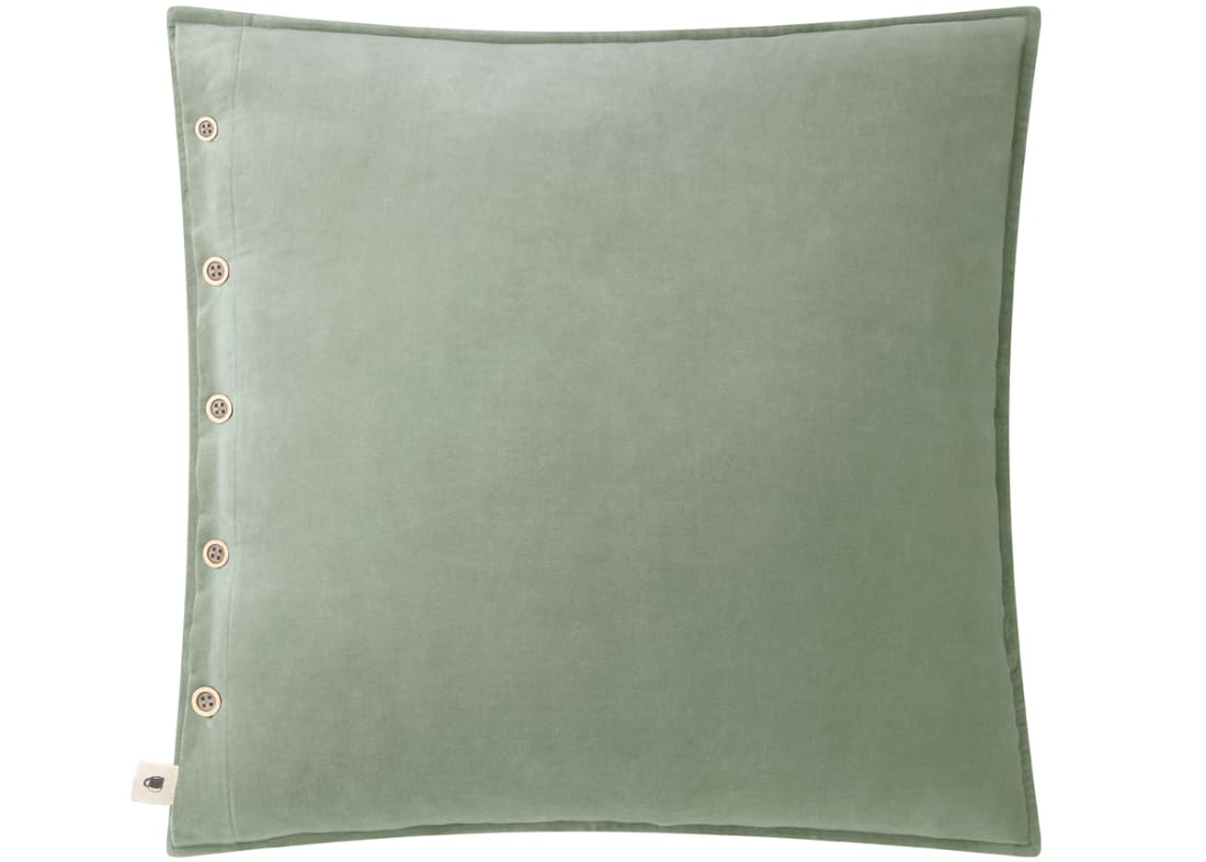 Easy Buttons Velvet Cushion 60 x 60 cm in Light Green