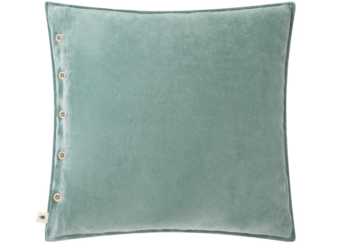 Easy Buttons Velvet Cushion 60 x 60 cm in Light Teal