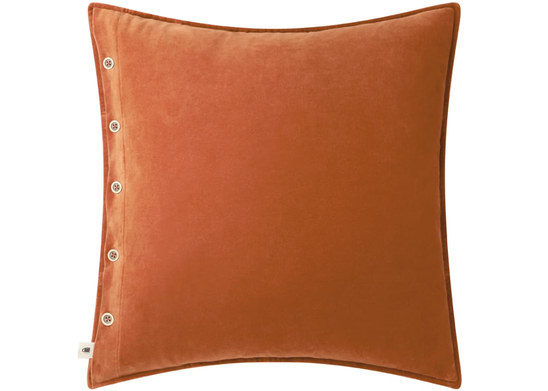 Easy Buttons Velvet Cushion 60 x 60 cm in Light Terracotta