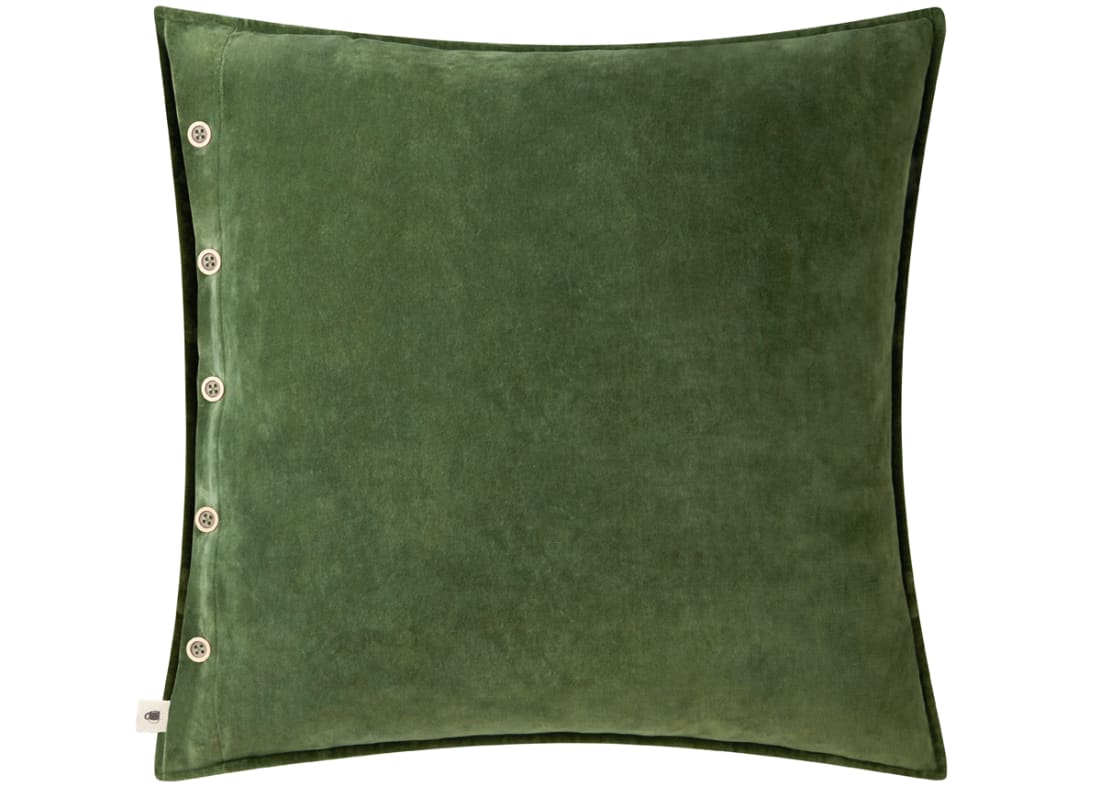 Easy Buttons Velvet Cushion 60 x 60 cm in Moss Green