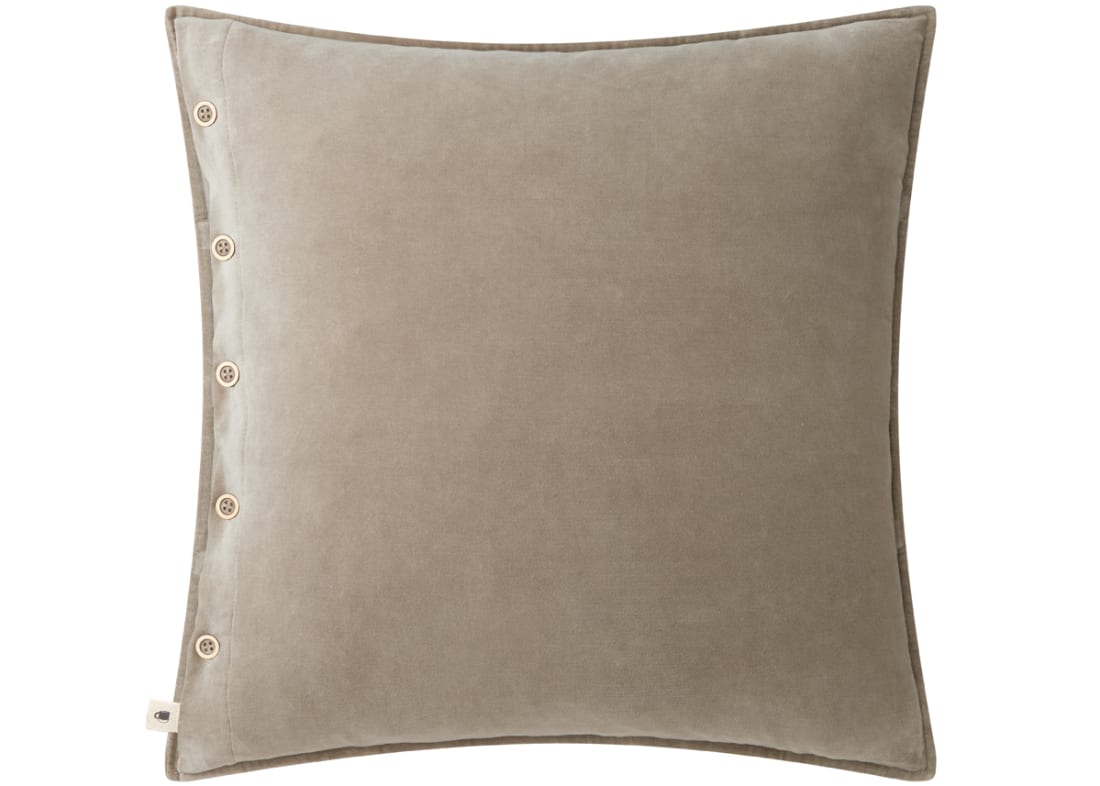 Easy Buttons Velvet Cushion 60 x 60 cm in Taupe