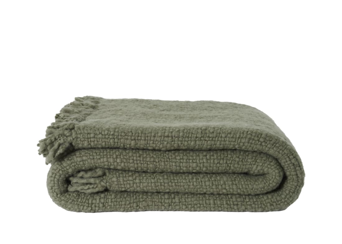 Wefty Wool Blanket 170 x 180 cm in Green