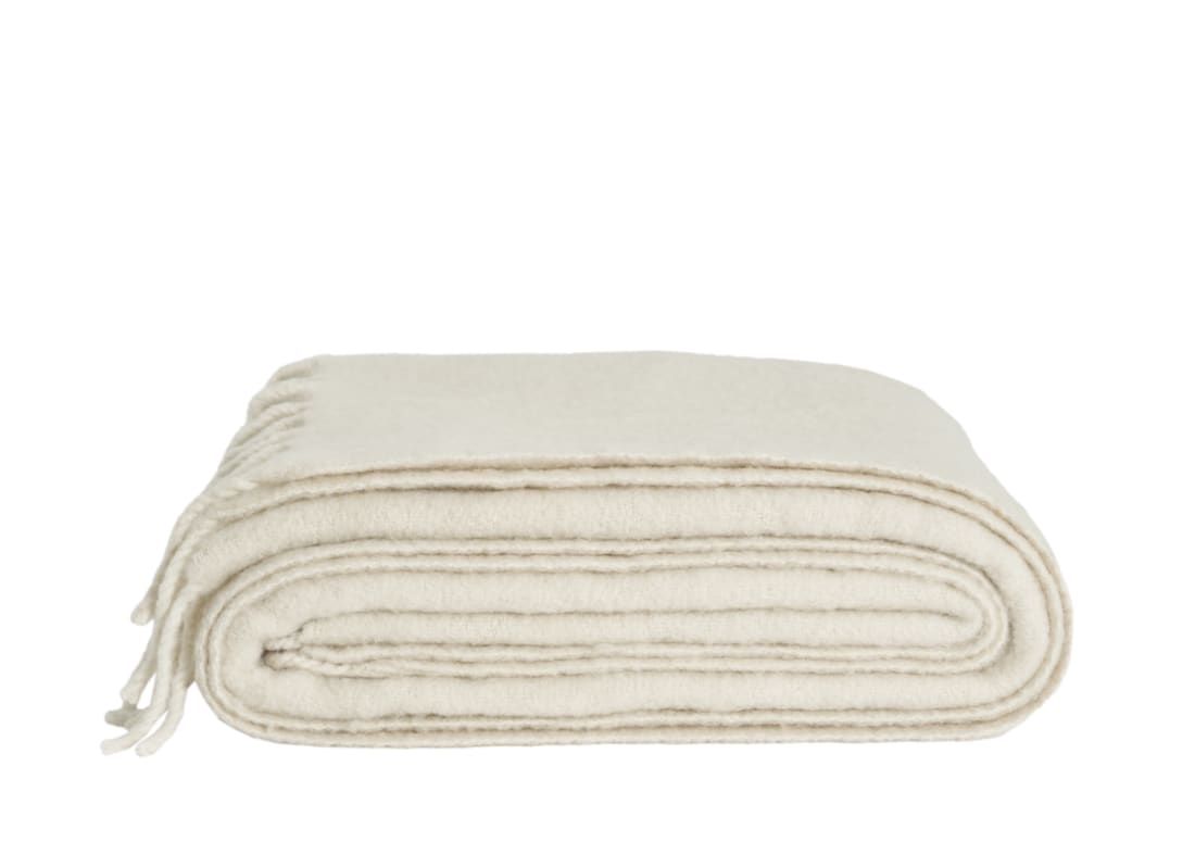 Chunky Wool Blanket 170 x 180 cm in Chalk