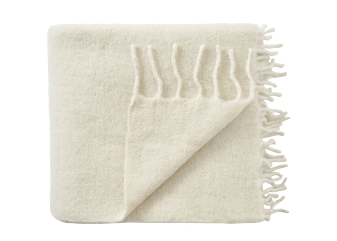 Chunky Wool Blanket 170 x 180 cm in Chalk